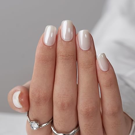 Chrome White Nails