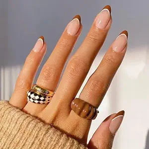 Brown French Tip Nail Idea.