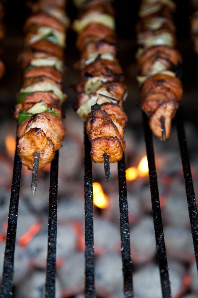 Chicken Kabobs on the grill. Perfect easy summer dinner ideas for cookouts. Grilled Chicken Skewers